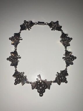 Vintage Sterling Silver Mexico Grape Cluster Grapes Statement Necklace